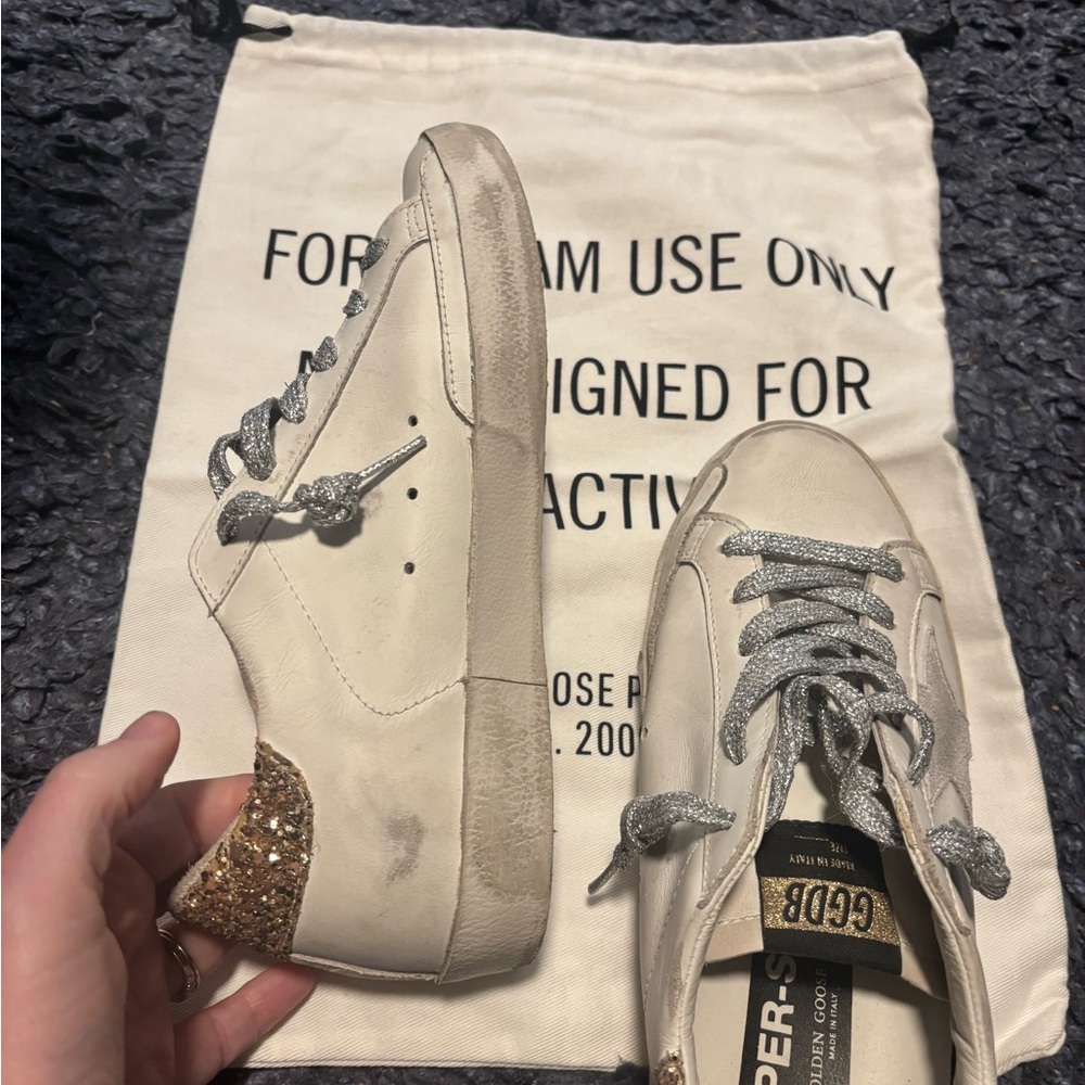 Golden Goose private edition White and Silver Sneakers women size 7 - Picture 3 of 11
